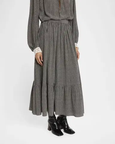 Chloé Micro Check Silk Maxi Skirt | Thumbnail 3