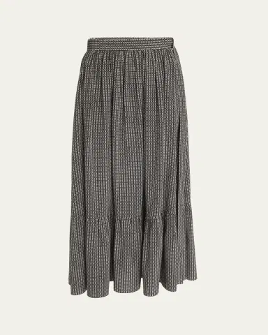 Chloé Micro Check Silk Maxi Skirt | Thumbnail 5