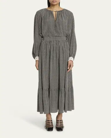 Chloé Micro Check Silk Maxi Skirt | Thumbnail 6
