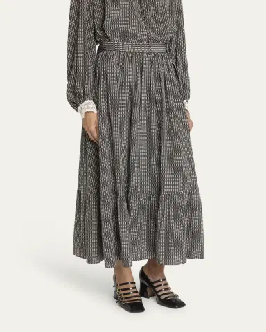 Chloé Micro Check Silk Maxi Skirt | Thumbnail 8