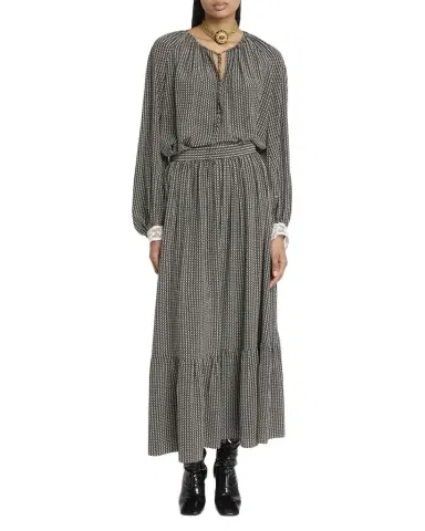 Chloé Micro Check Silk Maxi Skirt | Thumbnail 1