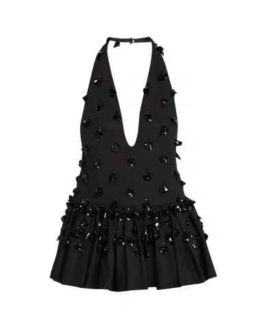 Diotima Embellished Plunging Ruffle Halter Top | Thumbnail 1 Diotima Embellished Plunging Ruffle Halter Top | Thumbnail 1