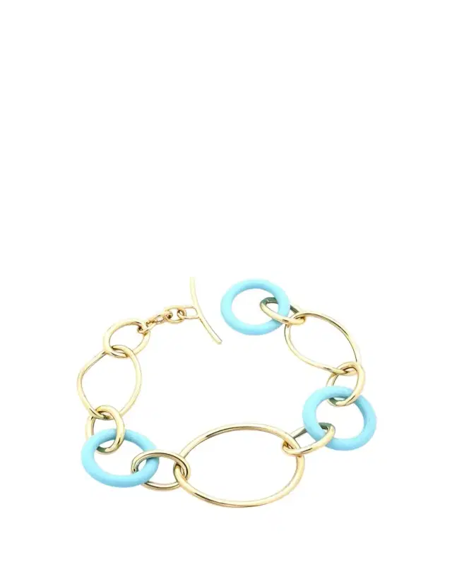 FARAONE MENNELLA by R.F.M.A.S. 18K Yellow Gold and Turquoise Link Stella Bracelet