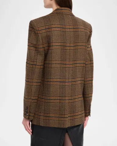 Saint Laurent Oversized Check Single-Breasted Blazer Jacket | Thumbnail 2 Saint Laurent Oversized Check Single-Breasted Blazer Jacket | Thumbnail 2