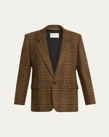 Saint Laurent Oversized Check Single-Breasted Blazer Jacket | Thumbnail 5 Saint Laurent Oversized Check Single-Breasted Blazer Jacket | Thumbnail 5