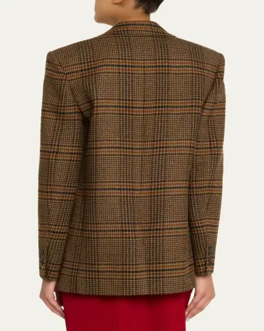 Saint Laurent Oversized Check Single-Breasted Blazer Jacket | Thumbnail 7 Saint Laurent Oversized Check Single-Breasted Blazer Jacket | Thumbnail 7