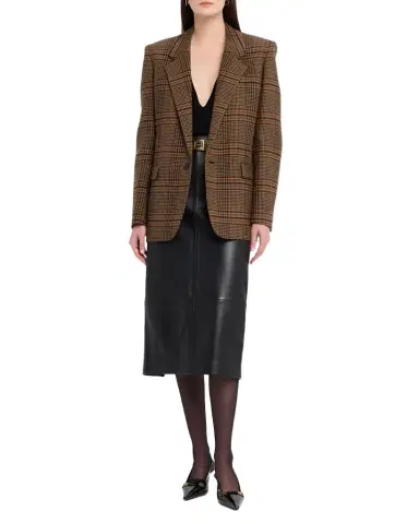 Saint Laurent Oversized Check Single-Breasted Blazer Jacket | Thumbnail 1 Saint Laurent Oversized Check Single-Breasted Blazer Jacket | Thumbnail 1