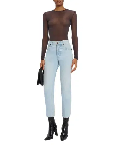 Saint Laurent Sheer Knit Long-Sleeve Bodysuit | Thumbnail 1