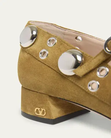 Valentino Garavani Nellcote Studded Suede Mary Jane Ballerina Flats | Thumbnail 2 Valentino Garavani Nellcote Studded Suede Mary Jane Ballerina Flats | Thumbnail 2