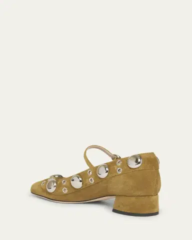 Valentino Garavani Nellcote Studded Suede Mary Jane Ballerina Flats | Thumbnail 3 Valentino Garavani Nellcote Studded Suede Mary Jane Ballerina Flats | Thumbnail 3