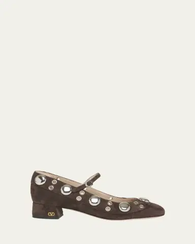 Valentino Garavani Nellcote Studded Suede Mary Jane Ballerina Flats | Thumbnail 4 Valentino Garavani Nellcote Studded Suede Mary Jane Ballerina Flats | Thumbnail 4