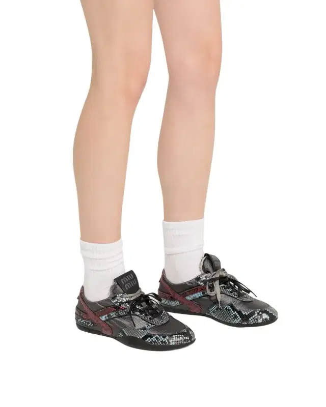 Gymnasium Technical Fabric and Python Low-Top Sneakers