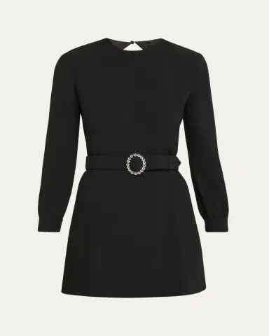 Saint Laurent Wool-Cotton Belted A-Line Mini Dress | Thumbnail 5