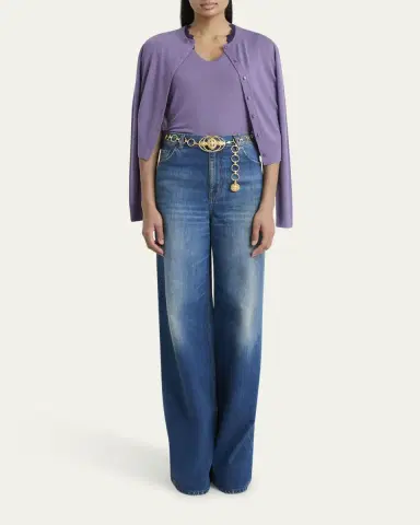 Chloé Guipure Lace-Trim Crewneck Knit Cardigan | Thumbnail 2