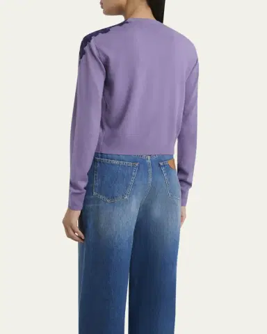 Chloé Guipure Lace-Trim Crewneck Knit Cardigan | Thumbnail 3