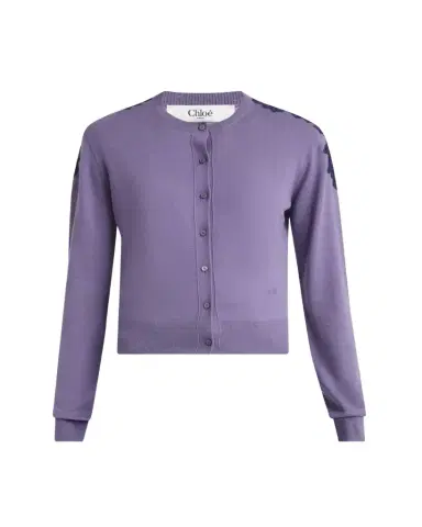 Chloé Guipure Lace-Trim Crewneck Knit Cardigan | Thumbnail 1