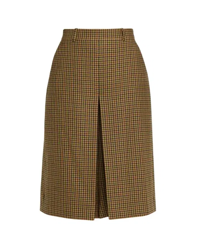 Plaid Skirted Wide-Leg Crop Pants