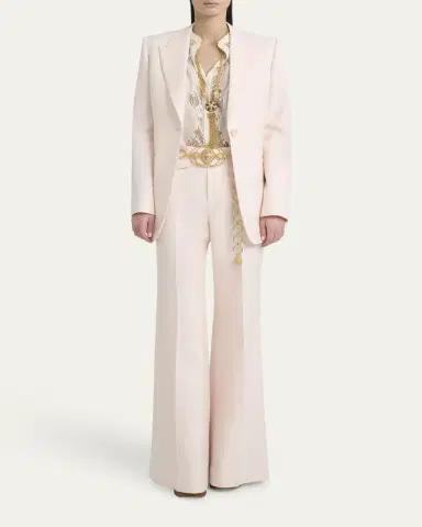 Chloé Lace Placket Tulip-Sleeve Silk Blouse | Thumbnail 6