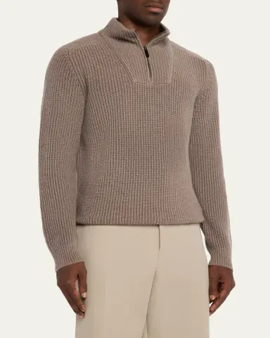 Iris Von Arnim Men's Amarillo Half-Zip Cashmere Pullover | Thumbnail 4
