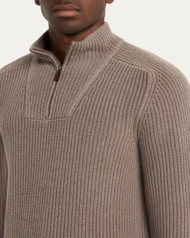Iris Von Arnim Men's Amarillo Half-Zip Cashmere Pullover | Thumbnail 5