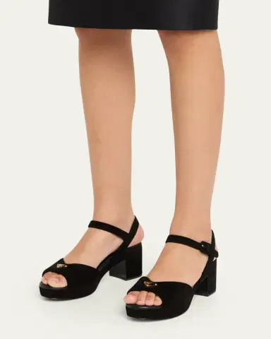 Prada Suede Triangle Logo Platform Sandals | Thumbnail 7 Prada Suede Triangle Logo Platform Sandals | Thumbnail 7