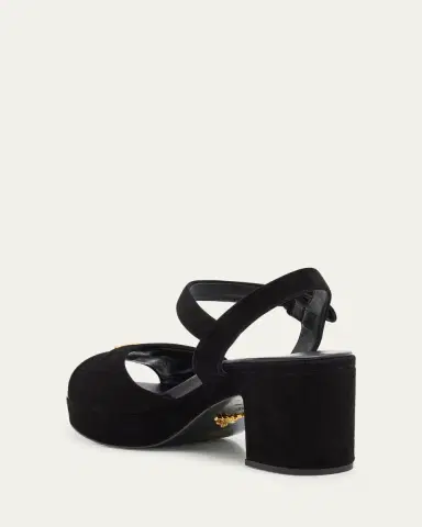 Prada Suede Triangle Logo Platform Sandals | Thumbnail 9 Prada Suede Triangle Logo Platform Sandals | Thumbnail 9