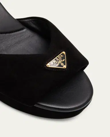 Prada Suede Triangle Logo Platform Sandals | Thumbnail 10 Prada Suede Triangle Logo Platform Sandals | Thumbnail 10