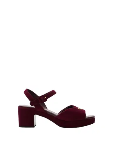 Prada Suede Triangle Logo Platform Sandals | Thumbnail 1 Prada Suede Triangle Logo Platform Sandals | Thumbnail 1