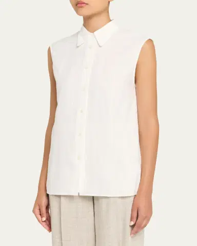 OFFICINE GÉNÉRALE Iseult Sleeveless Japanese Cotton Shirt | Thumbnail 4