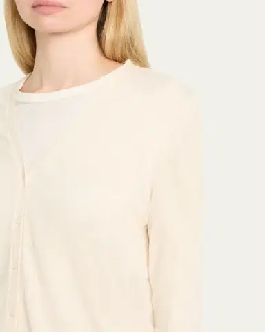 MAJESTIC FILATURES V-Neck Button-Down Long-Sleeve Stretch-Linen Cardigan | Thumbnail 5 MAJESTIC FILATURES V-Neck Button-Down Long-Sleeve Stretch-Linen Cardigan | Thumbnail 5