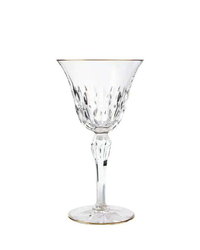 Saint Louis Crystal Stella Water Goblet with Gold Rim
