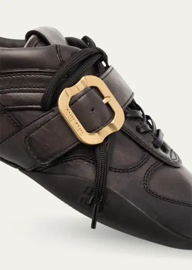 Miu Miu Allacciate Leather Buckle Low-Top Sneakers | Thumbnail 5 Miu Miu Allacciate Leather Buckle Low-Top Sneakers | Thumbnail 5