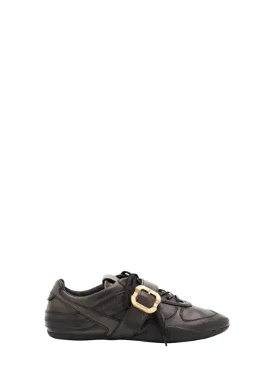 Miu Miu Allacciate Leather Buckle Low-Top Sneakers | Thumbnail 1 Miu Miu Allacciate Leather Buckle Low-Top Sneakers | Thumbnail 1
