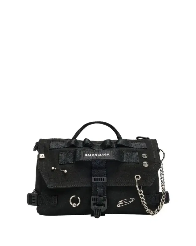 Men's Pierced Canvas Army Messenger Bag