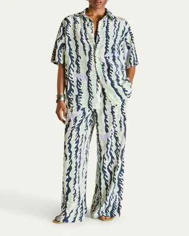 Olivia von Halle Alabama Marina Dolphin-Print Silk Pajama Set | Thumbnail 2 Olivia von Halle Alabama Marina Dolphin-Print Silk Pajama Set | Thumbnail 2