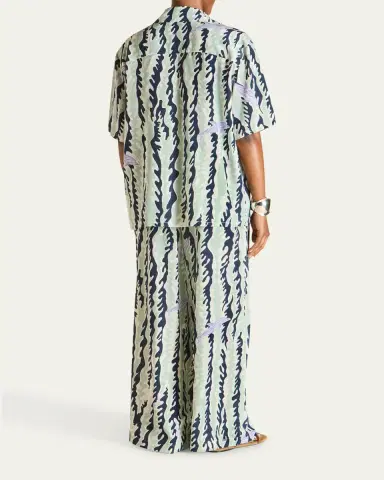 Olivia von Halle Alabama Marina Dolphin-Print Silk Pajama Set | Thumbnail 3 Olivia von Halle Alabama Marina Dolphin-Print Silk Pajama Set | Thumbnail 3