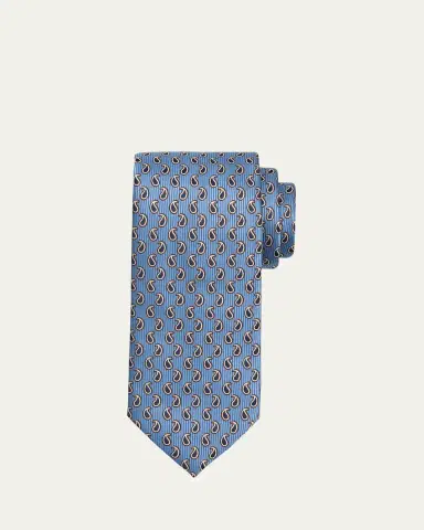 Brioni Men's Micro-Paisley Jacquard Silk Tie | Thumbnail 2