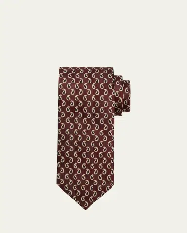 Brioni Men's Micro-Paisley Jacquard Silk Tie | Thumbnail 3