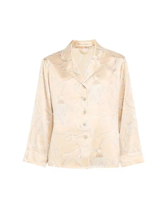 Lila Pearl-Print Silk Satin Pajama Set