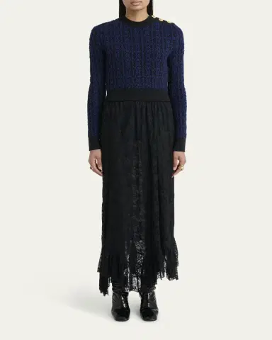 Chloé Flower Lace Ruffle-Hem Maxi Skirt | Thumbnail 2