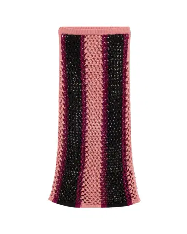 Diotima Spice Crystal Striped Crochet Knit Midi Skirt | Thumbnail 1