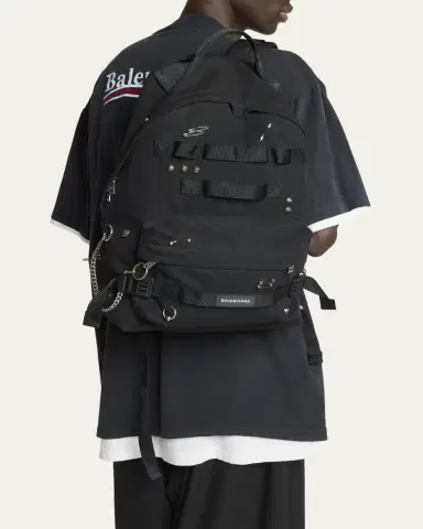 Balenciaga Men's Army Pierced Canvas Backpack | Thumbnail 2