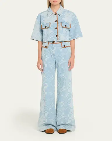 Ramy Brook Melanie Checekered Denim Jacket | Thumbnail 2 Ramy Brook Melanie Checekered Denim Jacket | Thumbnail 2
