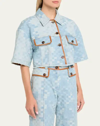 Ramy Brook Melanie Checekered Denim Jacket | Thumbnail 4 Ramy Brook Melanie Checekered Denim Jacket | Thumbnail 4