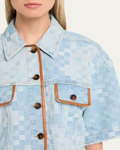 Ramy Brook Melanie Checekered Denim Jacket | Thumbnail 5 Ramy Brook Melanie Checekered Denim Jacket | Thumbnail 5
