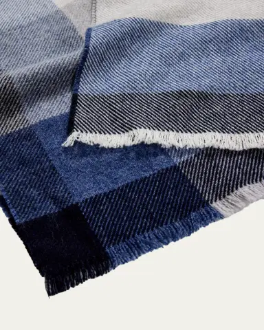 Brunello Cucinelli Men's Uneven Plaid Wool-Cashmere Scarf | Thumbnail 5 Brunello Cucinelli Men's Uneven Plaid Wool-Cashmere Scarf | Thumbnail 5