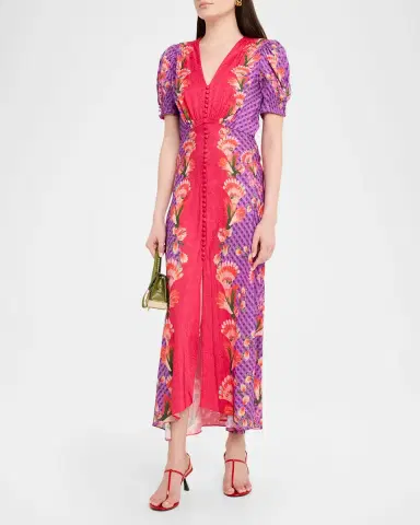 Saloni Lea Printed Long Dress | Thumbnail 3 Saloni Lea Printed Long Dress | Thumbnail 3