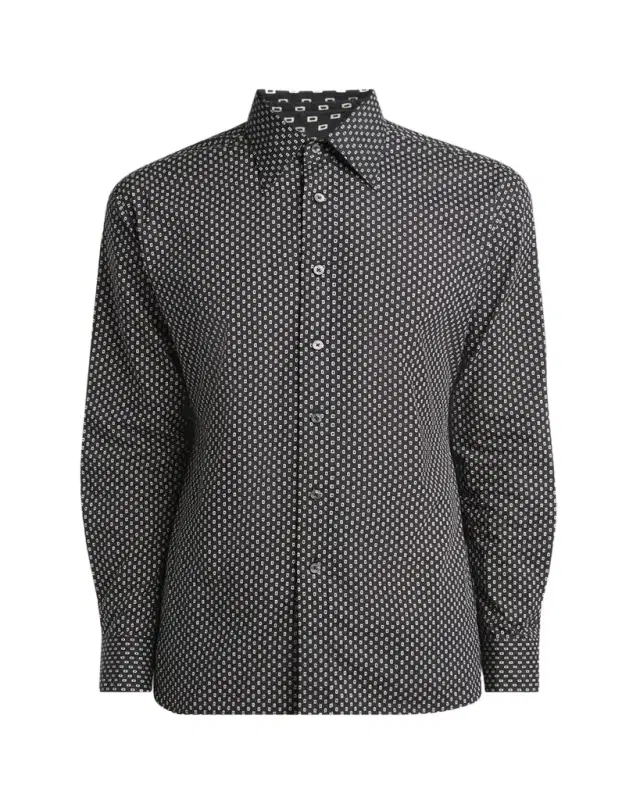 Men's Geometric Cotton Voile Sport Shirt