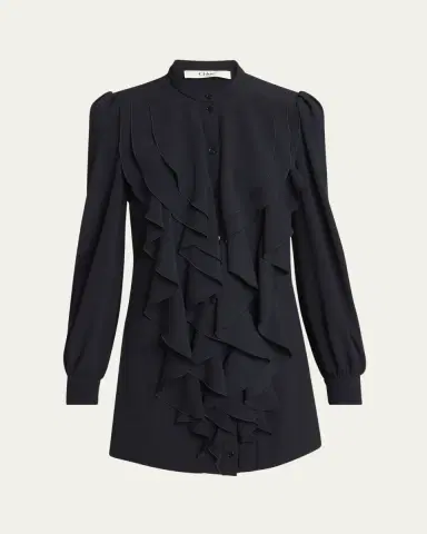 Chloé Ruffle Front Long-Sleeve Mini Dress | Thumbnail 5