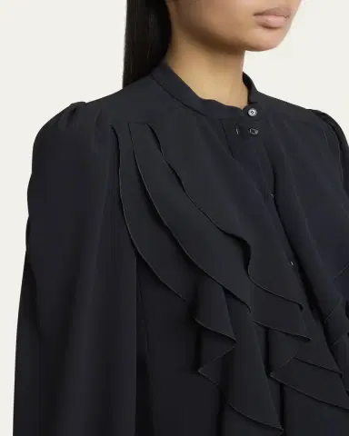 Chloé Ruffle Front Long-Sleeve Mini Dress | Thumbnail 9